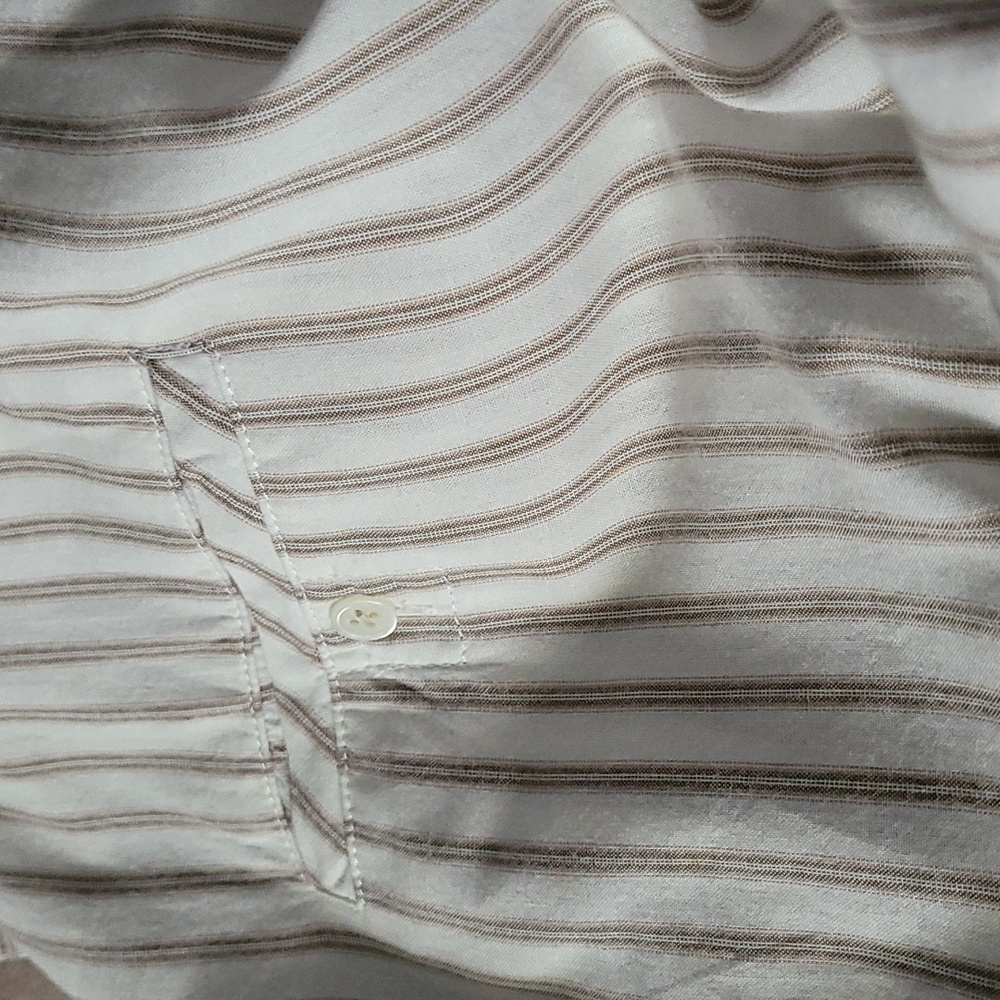 J.Jill XL White & Tan Stripe Casual Button Down Tunic - Picture 5 of 9
